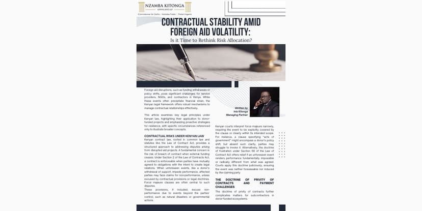 NKA LLP Article Template – Contractual Stability Amid Foreign Aid Volatility: Is it Time to Rethink Risk Allocation